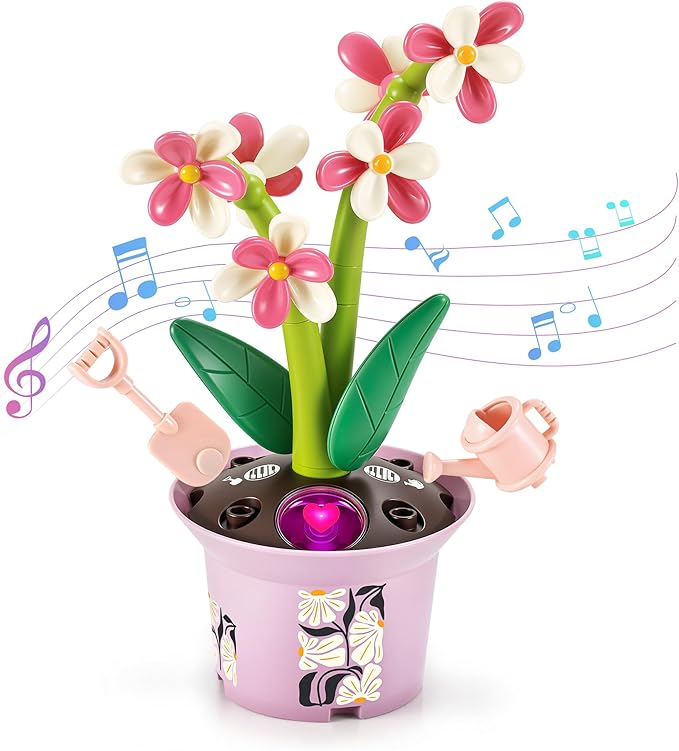 Flower Building Toy with Music, Flowers Botanical Plants Blocks Sets Kits, Halloween Birthday Thanksgiving Gift Ideas for Kid Girl Boy Child, Home Dorm Room Desk Decor, Ages 5 6 7 8, Orchid