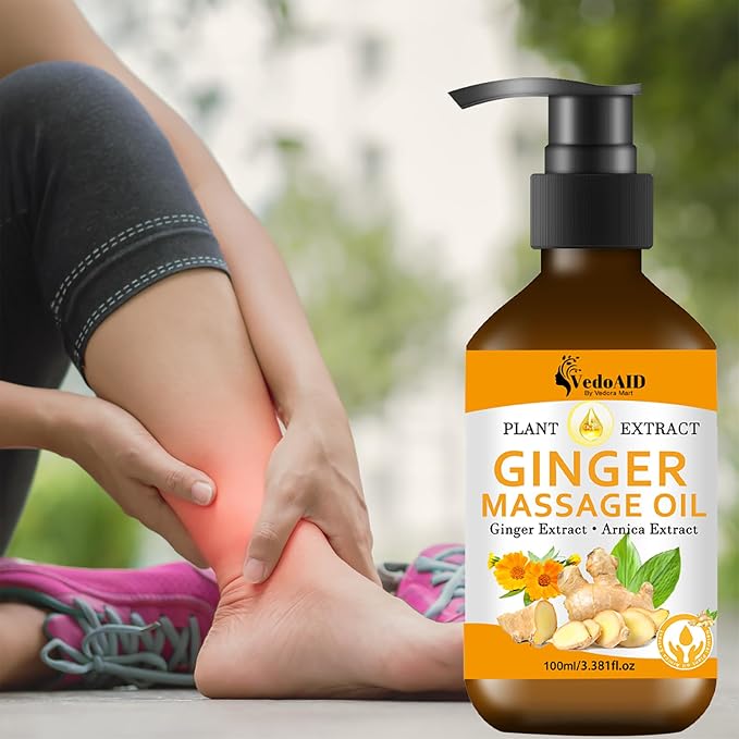 Ginger Massage Oil for Lymphatic Drainage, Sore Muscle Relief, and Massage Therapy, Ginger Oil with Arnica Extract & Vitamin E for Relax, Warm, and Soothing Body Massage, Perfect SPA Massage Oil (3pc)