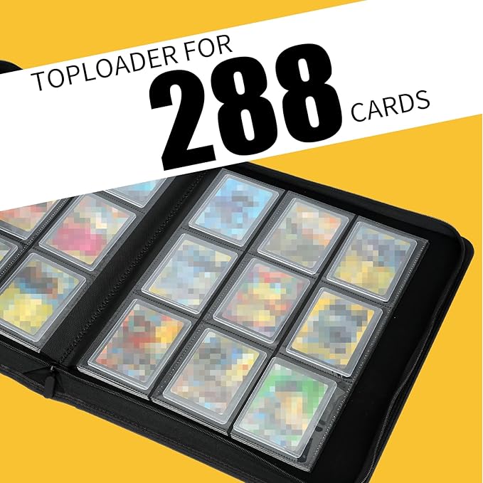 GERMUN Toploader Binder, Holds 288 Toploaders, 9 Pocket Top Loader Binders with Sleeves for 3 x 4'' Toploaders, Double-Sided Pocket Top Loader Storage Binder, Trading Card Binder - Carbon Red