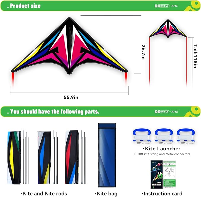 Delta Kite for Kids & Adults, Extremely Easy to Fly Kite, Suitable for Family outings, Outdoor Games and activitie