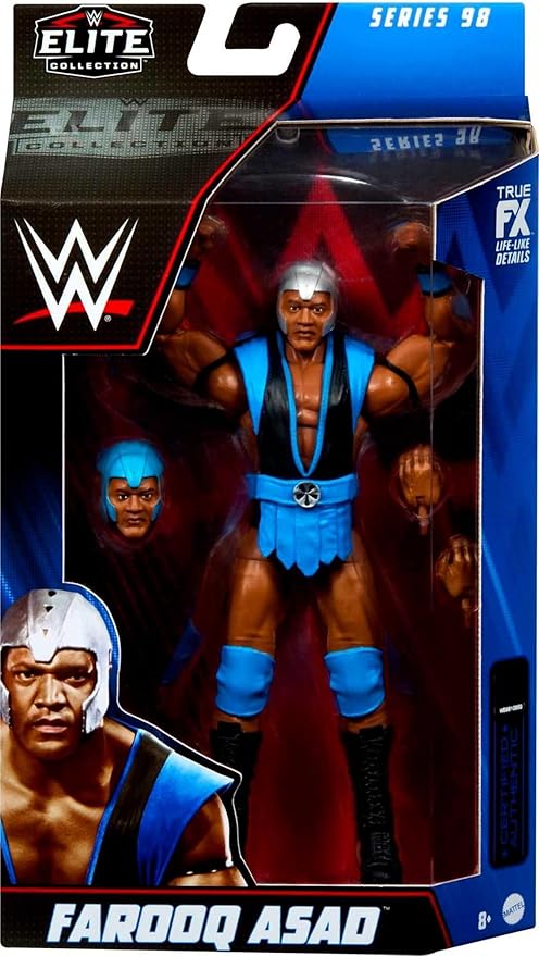 Mattel WWE Elite Collection Action Figure & Accessories, Series #98 Farooq Asad 6-inch Collectible with 25 Articulation Points & Swappable Hands