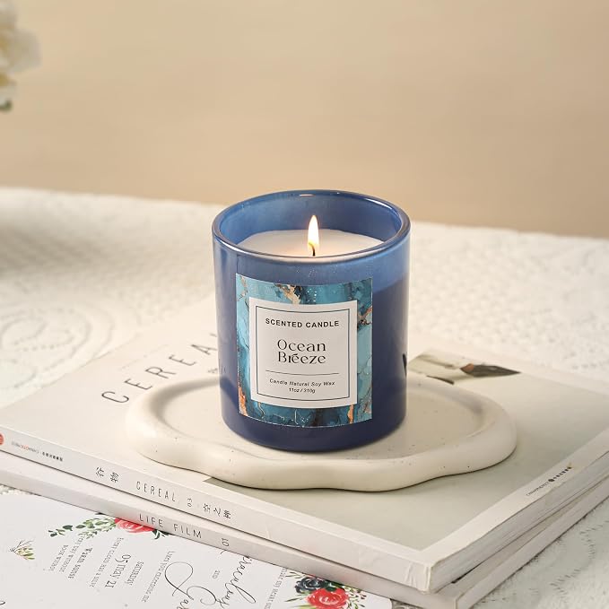Ocean Breeze Candle,Beach Candle,Summer Scented Candle,11 oz | Natural Soy Candles for Home Scented for Stress Relief,Candle Gift for Women Men
