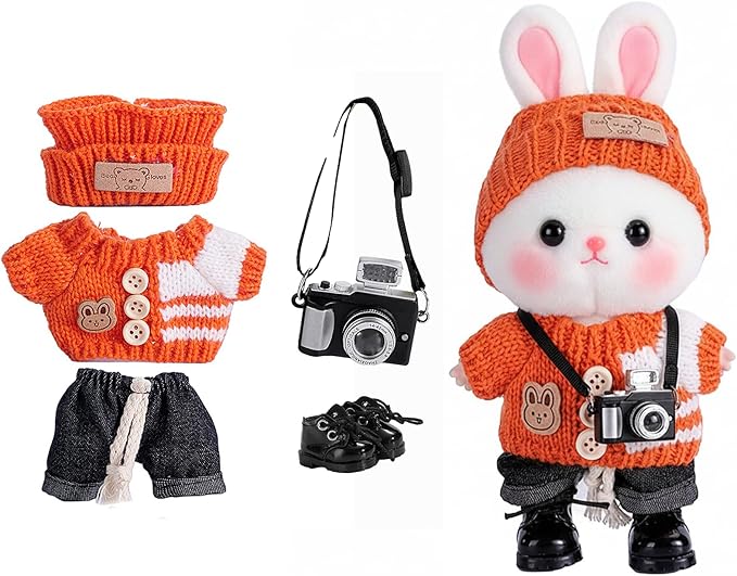 5set 17cm Dolls Clothes Outfit Set - Casual Style Costumes for Doll Figures, Camera Set,Have a seat Clothes - 6.7 Inches Cute Dolls Daily Refill,Gifts for 17cm Doll Lovers (Style-C)