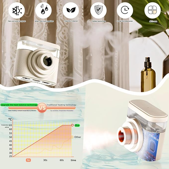 Johncase Relief Dry Eyes Spray Eye Heated Nano Mist Sprayer Portable Warm Compress Eyes Mister for Eyelid,Eye Skin SPA Eye Steam and Stye Mini Eye Drops Tool