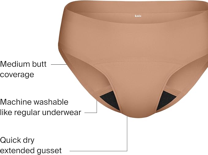 KNIX Super Leakproof No-Show Bikini Period Underwear – Heavy Flow, Reusable Absorbent Menstrual & Incontinence Panties