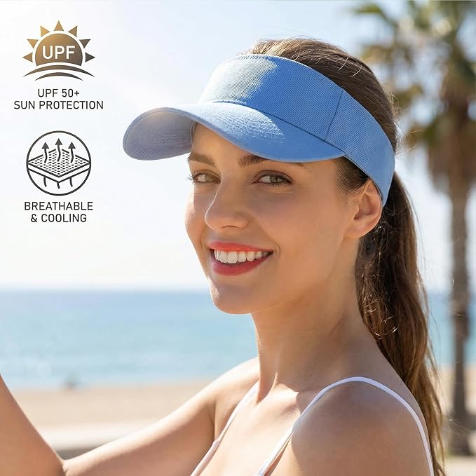 Topbuti Sports Sun Visor Hats for Women Men Adjustable Cotton Beach Baseball Tennis Golf Hat Caps UV Protection Visors