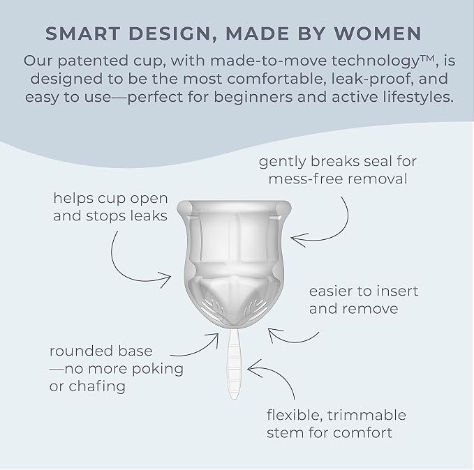 VOXAPOD Menstrual Cup Large Size with Case - #1 Active Cup - Wear for 12 Hours - Most Comfortable, Easy Removal, Leak-Proof - Reusable Period Cup Medical-Grade Silicone - Heavy Flow
