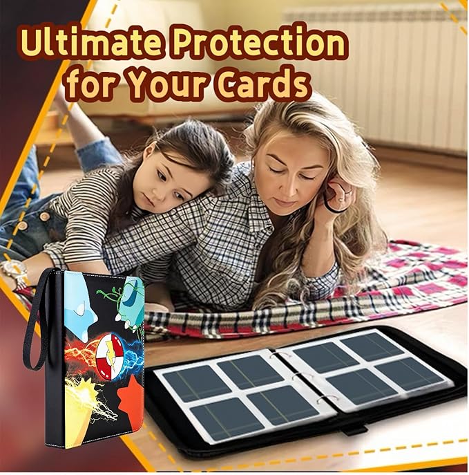 Card Binder 9 Pocket with Zipper, Trading Card Holder 50 Removable Sleeves – Holds 900 Cards, 3-Ring Album Case for Sports & Game Cards, Gift for Boys Girls (9 Pocket 900)