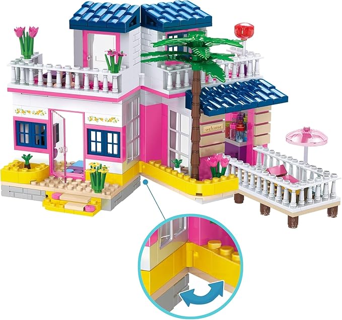 Sunshine Villa Building Set 360 Pcs Building Blocks Toys with Bicycle and Terrace Girls Friends Vacation Playset for Kids Girls 6+