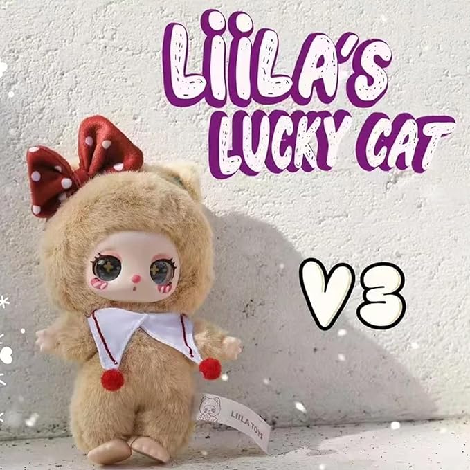 CALEMBOU Plush Doll Blind Box, 8.5'' Cute Stuffed Animal Plush Toys, Kawaii 1 of 6 Possible Mystery Collectible Toys Cute Soft Animals Charm Birthday Gifts (Liila's Lucky Cat Series)