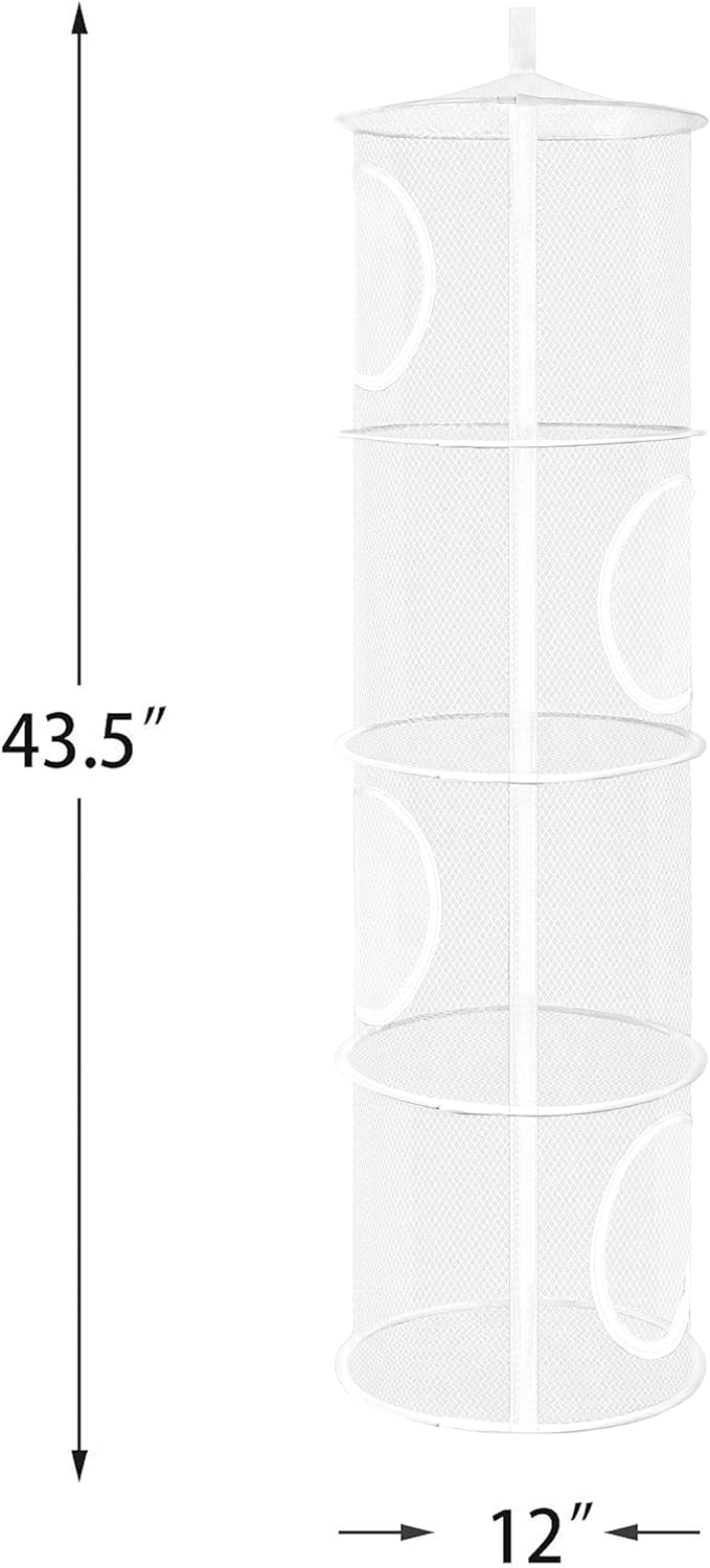 Toy Net Hammock for Stuffed Animals Net, Foldable Toy Storage Organizer 4 Compartments Net for Stuffed Animals Corner for Boys, Girls, Gloves, Hats, Socks（white）