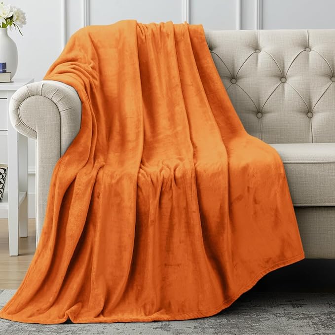 Utopia Bedding Soft Fleece Bed Blanket Throw Size Burnt Orange (50x60 Inch) | Microfiber Plush Warm Lightweight Breathable Cozy Blanket Anti-Static, All Season Use, Gift for Women and Men