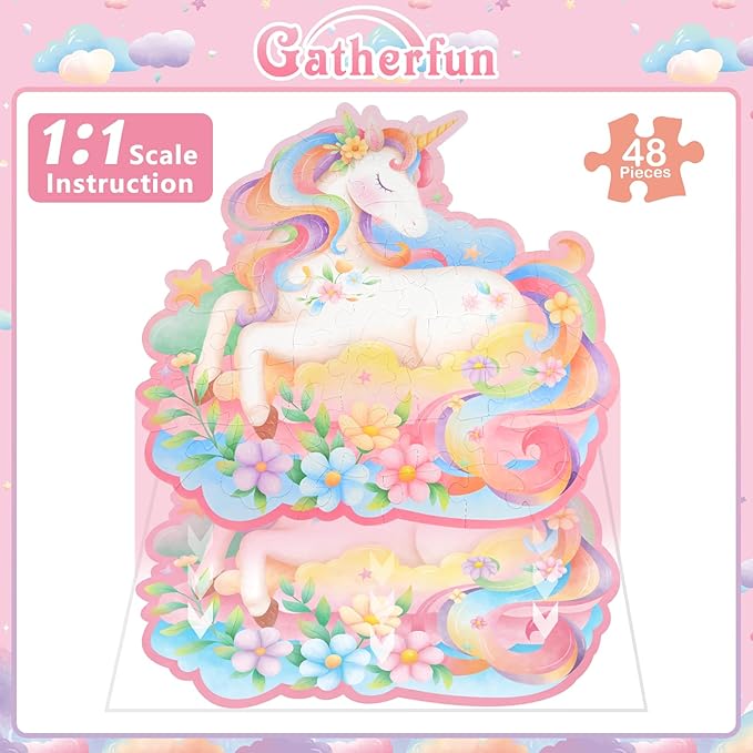 Unicorn Floor Puzzle - 48 Large Pieces, Ideal as Unicorn Party Decorations & Magical Gifts for Girls