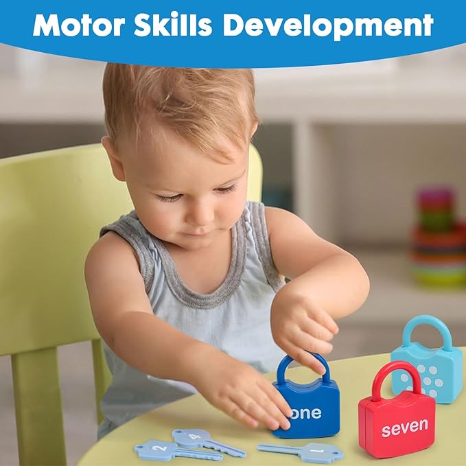 Montessori Toys for 3 Year Old, Preschool Activities Toys Games for Toddler, Lock & Key Counting Toys for Toddlers, Math Manipulatives for Preschool Kindergarten Learning & Education