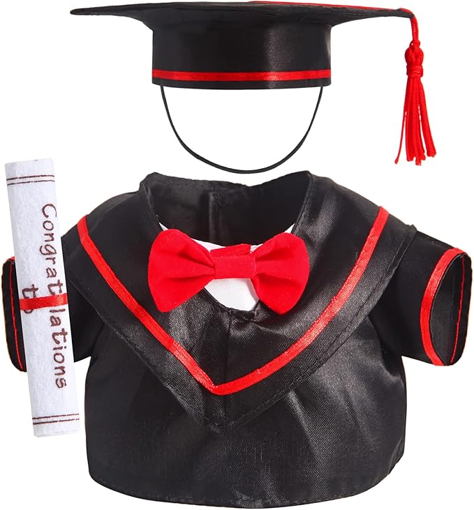 Set of 1 Graduation Teddy Bear Clothes Cap & Gow Outfit Fits Most 8" - 12" Bear Plush Stuffed Animal Outfit Build a Bear Doll Clothes and Make Your Own Stuffed Animals(Graduation Style, Fit 8"-12")