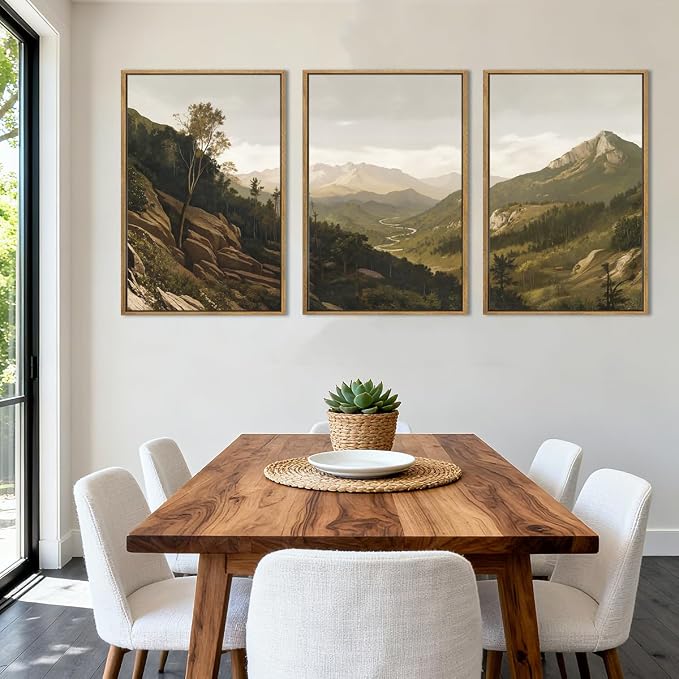 ANHUIB Mountain Wall Art Nature Mountain Ridge Wall Decor Woodland Landscape Painting 16x24 Inch for Living Room Bedroom Dining Room