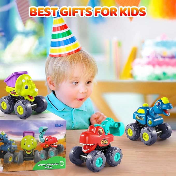 Dinosaur Monster Trucks for Toddlers 2-4 Years Kids Toy Boys 3-5, Dinosaur Toys for Kids 1 2 3 4 5 Year Old Boy Girl Birthday Gift Xmas Stocking Stuffers Baby Toddler Boy Toys Gifts Age 1 2 3 4