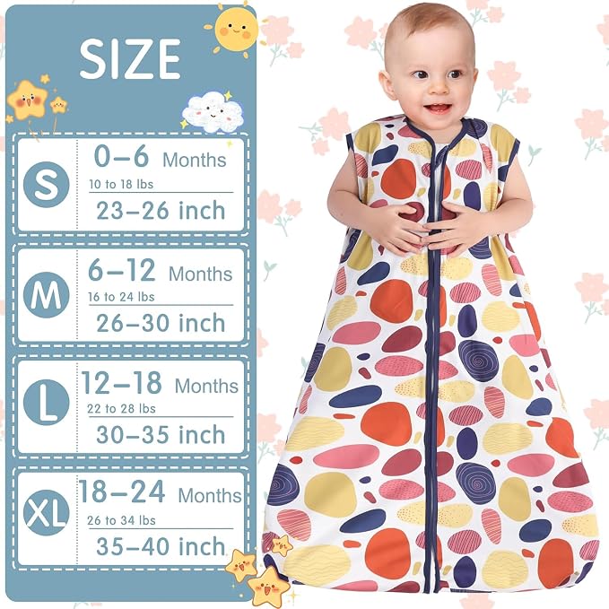 BSTOPPT 3 Pack Baby Sleep Sack 100% Rayon Cotton Baby Sleeping Bag 2-Way Zipper Toddler Wearable Blankets TOG 0.3. (Leopard&Cobble&Green, 0-6 Months)