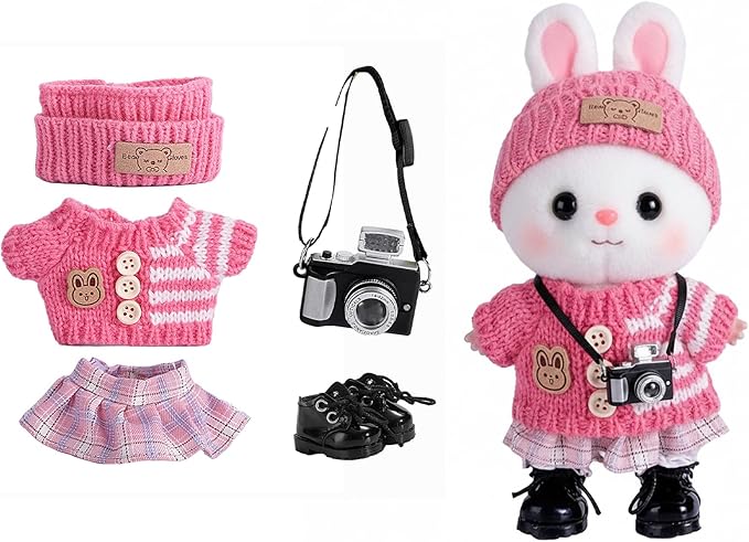 5set 17cm Dolls Clothes Outfit Set - Casual Style Costumes for Doll Figures, Camera Set,Have a seat Clothes - 6.7 Inches Cute Dolls Daily Refill,Gifts for 17cm Doll Lovers (Style-D)