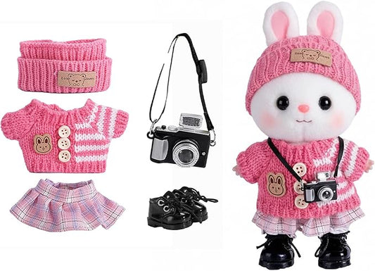 5set 17cm Dolls Clothes Outfit Set - Casual Style Costumes for Doll Figures, Camera Set,Have a seat Clothes - 6.7 Inches Cute Dolls Daily Refill,Gifts for 17cm Doll Lovers (Style-D)
