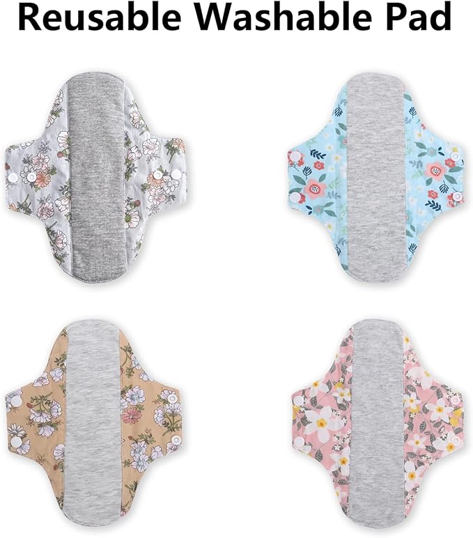 Reusable Incontinence Pads for Women, Leak-Proof, Waterproof, Washable, Breathable, Pure Cotton & Bladder Leak Protection (Pink/11 in)