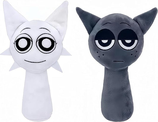 XYG® Sprunky Plush, Sprunky Game Plush Toys, 2PCS Plush Toys, Horror Games Plushies Toy for Fans, Soft Stuffed Animal Pillow Figure Doll Christmas Birthday Gifts for Kids Adult (9" White+Gray)