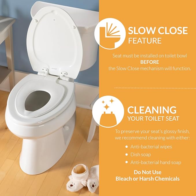 Mayfair NextStep2 Toilet Seat with Built-In Toddler Potty Training Seat, Slow Close, Easy Clean, Magnetic Removable Kids Seat, ELONGATED, Bone