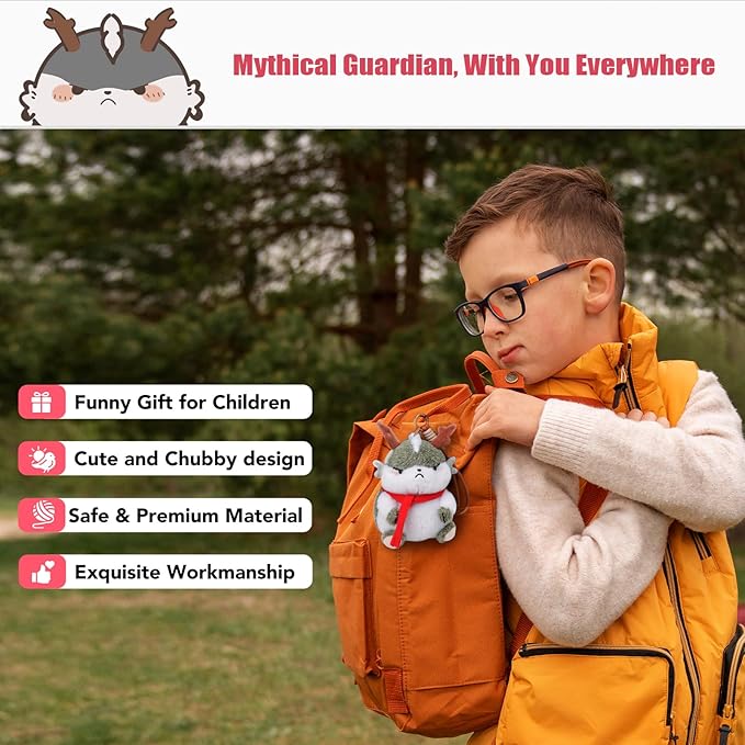 Handmade Original Adorable Plush Dinosaur Doll – Cute Animal Toy with Cool Expression - Bag Charm & Home Decoration - CPC Certified for Kids