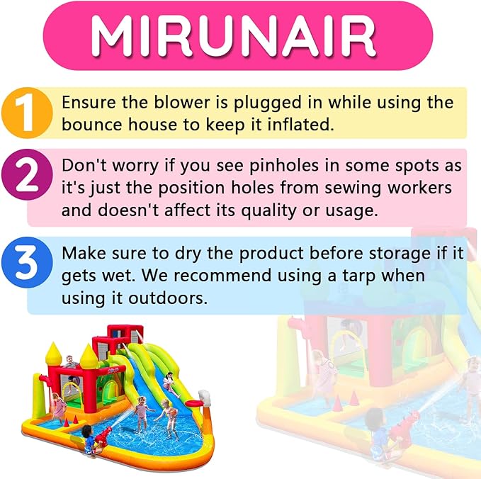 Inflatable Bounce House with Slides, Inflatable Water Slide for Kids Backyard, Bounce Water Prak with Air Blower, Splash Pool, Water Cannon, Climbing Wall, Outdoor Backyard Water Park