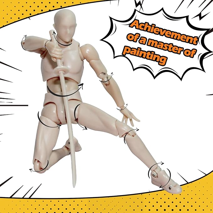 AXITWXIT Action Figures Body-Kun DX & Body-Chan DX PVC Figure Model Drawing for S H Figuarts with Box for Artists (Skin Color, Male)