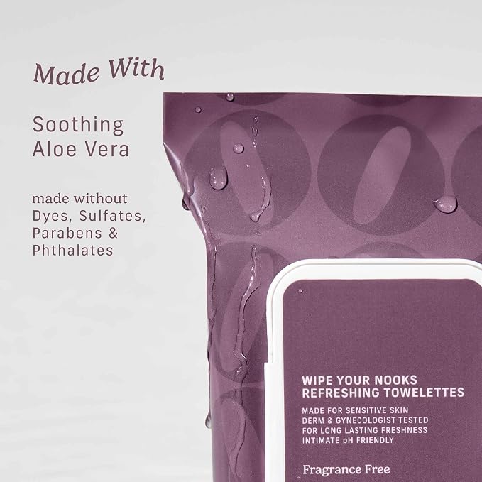 Niches & Nooks Unscented pH Balanced Aloe Vera Feminine Flushable Wipes for Women with Sensitive Skin – Fragrance Free – Odor Neutralizing – Daily Intimate Flushable Feminine Hygiene Wipes – 45 Ct.