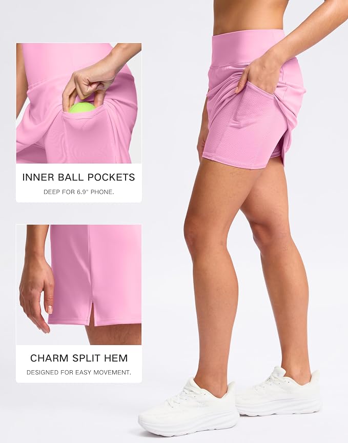 16" Skorts with 2 Pockets | Side Slits, High Waisted, A Line, Casual, Pickleball, Athletic, Golf, Tennis Skirt, for Women