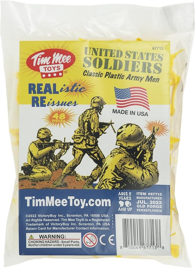 TimMee Plastic Army Men - Yellow 48pc Toy Soldier Figures - Made in USA