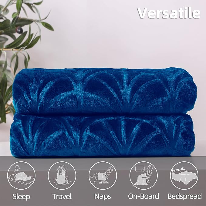 Whale Flotilla Fleece King Size Bed Blanket, Lightweight Breathable Soft Bedspread Cozy Plush Fuzzy Coverlet, Vintage Pattern Decorative Flannel Velvet Blanket, All Season, 90x104 Inch, Royal Blue