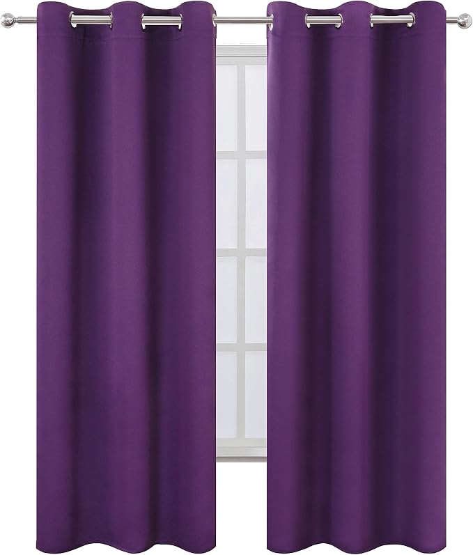 LEMOMO Blackout Curtains 42 x 84 Inch/Purple Curtains Set of 2 Panels/Room Darkening Curtains for Living Room and Bathroom