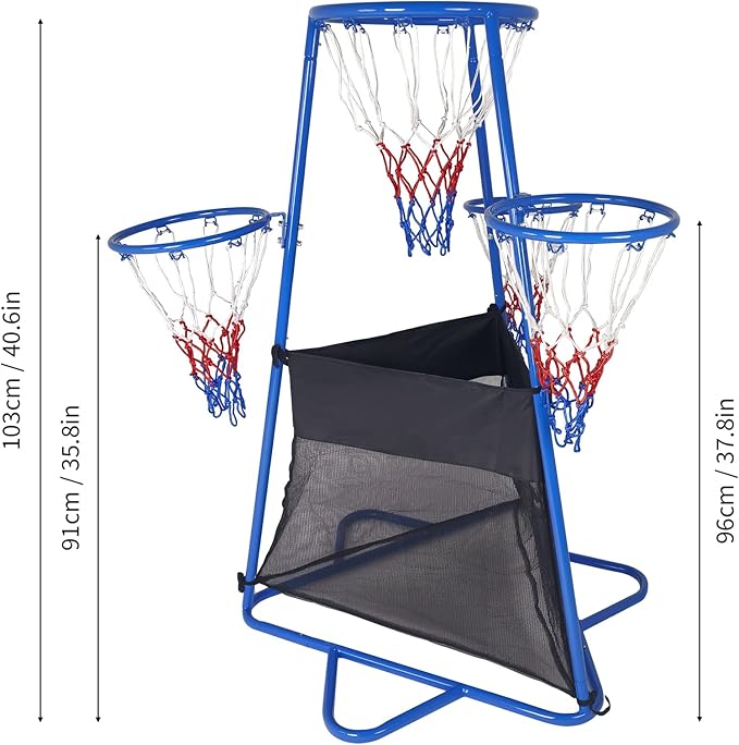 Garvee 4 Hoop Basketball Set for Toddlers, Indoor & Outdoor Play, Preschool Toy for Ages 3+, Includes 4 Basketballs and Air Pump, Fun Basketball Game for Kids