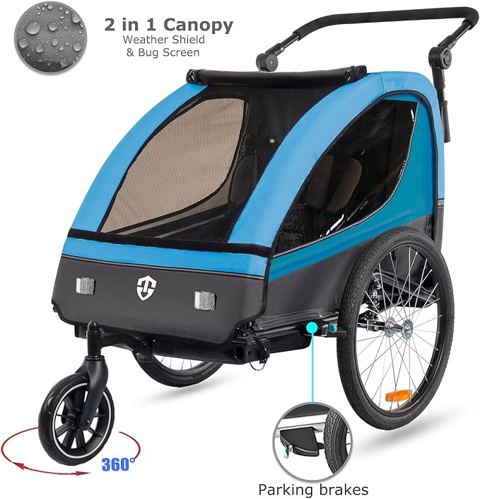 TIGGO VS Suspension Bike Trailer & Stroller 2 in 1 Double Seat for Toddlers, Kids, Child Bicycle Carrier Jogger