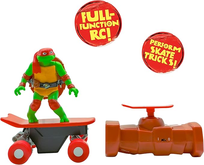 Teenage Mutant Ninja Turtles Toy, Raphael Half Pipe RC Skate Vehicle with Tricks, 2.4 GHz Remote Control TMNT Ninja Turtle Toy, Mutant Mayhem, Ages 5+