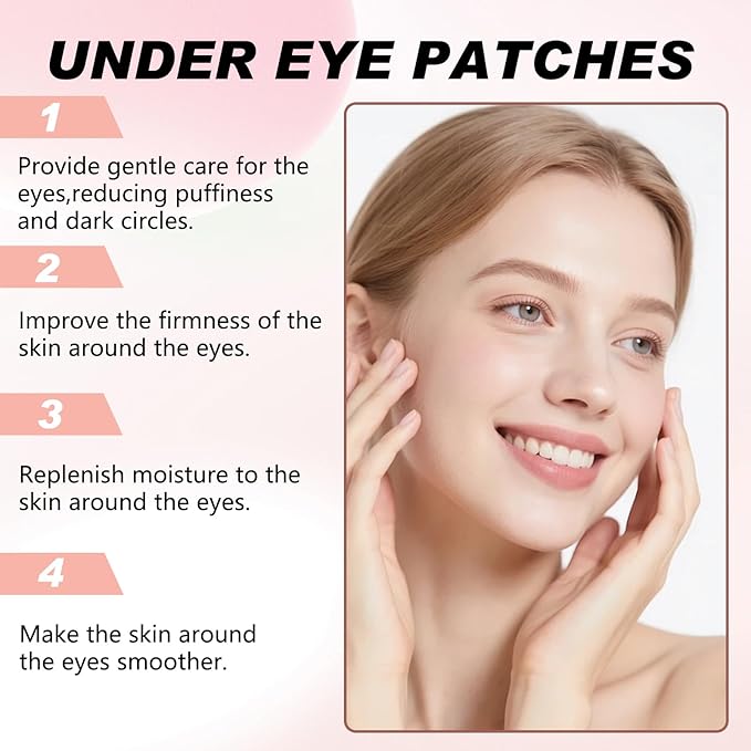 MicroGlow Eye Patches, Under Eye Patchs Hyaluronic Acid Overnight Eye Patches, Forehead & Smile Line Patches for Puffy Eyes and Dark Circles, Facial Anti Wrinkle Patches for Women(2 Pairs)