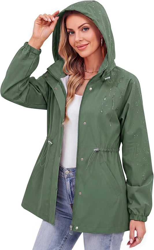 Zando Rain Jacket Women Waterproof - Lightweight Rain Coat with Hood Windbreaker Trench Raincoat for Women 2026 S-2XL