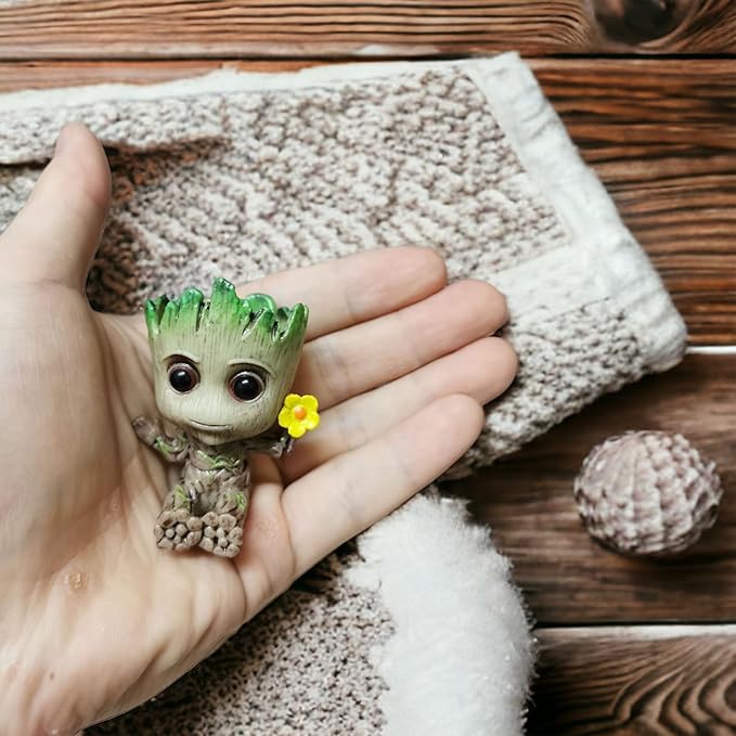 Mini Tree Men Figurine Miniature Model Home Accessories Decompression Artefact Kids (Flower Model)