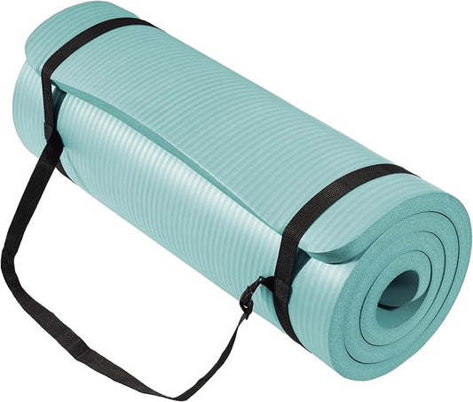 Fitvids 1 Inch Thick Yoga Mat 71x24 Inch - Non Slip Workout Mat with Carry Strap, Multiple Colors - Versatile Exercise Mat for Home, Gym, Pilates, Meditation - For All Skill Levels