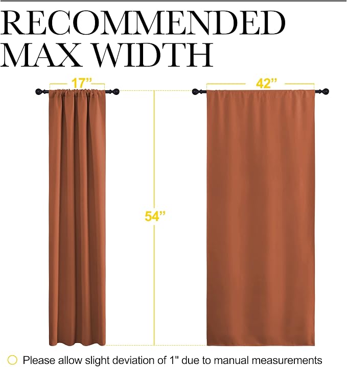 NICETOWN Blackout Curtains and Drapes - Thermal Insulated Solid Rod Pocket Blackout Draperies/Panels (Burnt Orange, 1 Pair, 42 by 54 inches)