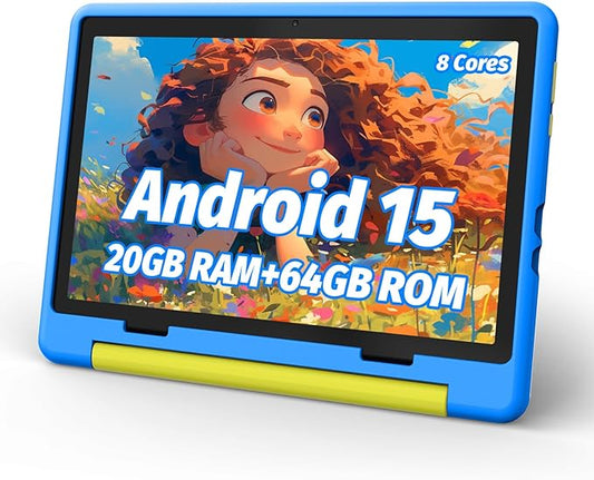 Kids Tablet, Android 15 Tablet for Kids 10 inch Octa-Core with Case, 64GB 1TB TF Card Expandable for Toddler Children, Parental Control, Dual Camera, WiFi,Gift