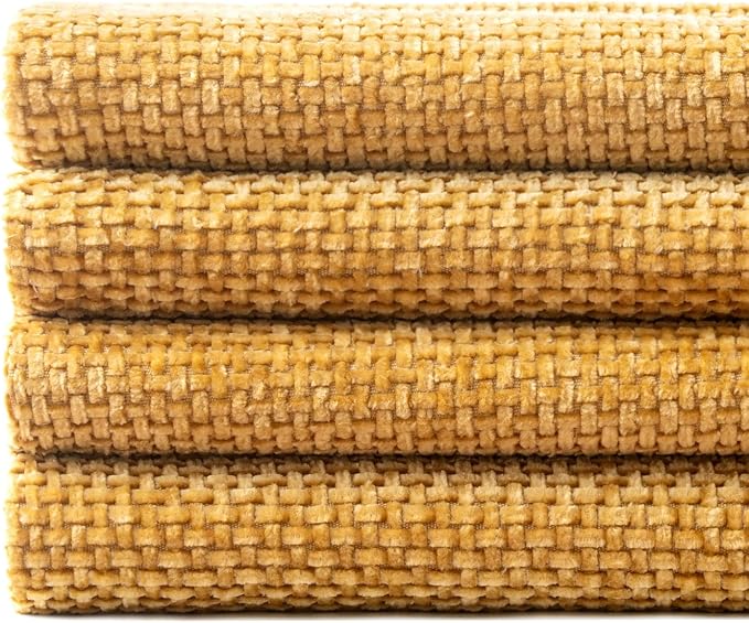 MIULEE Soft Decorative Chenille Pillow Covers Gold 18x18 Pack of 4 | Modern Home Decor, All Same Gold Color Set, Couch Throw Pillows, Farmhouse Boho Cushion Covers for Sofa Bed Living Room