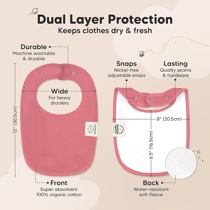 KeaBabies 8-Pack Organic Baby Bibs for Drooling and Teething - Soft Cotton Bibs for Baby Girl, Boy, Extra Absorbent, Easy to Clean & Put On for Toddler, Newborn, Infant 0-24 Months (Muted Pastel)