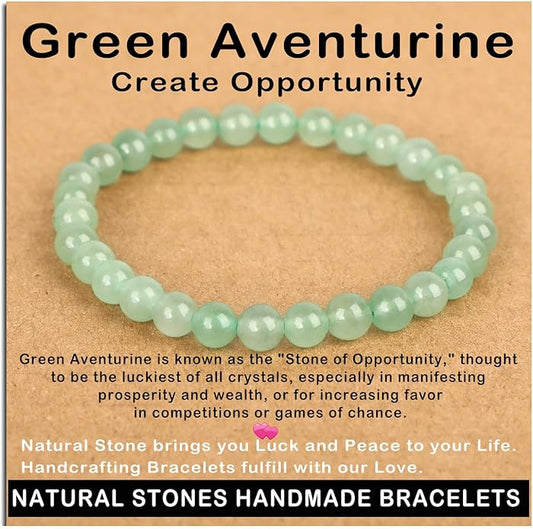 AD Beads Handmade Gemstone Stretch Elastic Bracelet Crystal Healing Reiki Nature's Beauty and Spiritual Essence Unisex