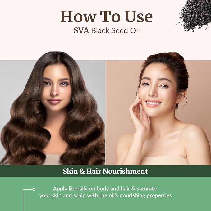 SVA Black Seed Oil - 16 Fl Oz - for Face, Skin Care, Hair Care, Scalp Massage & Body Massage