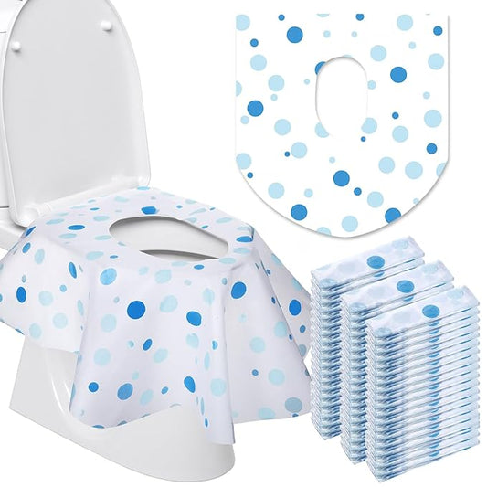50 Packs Disposable Toilet Seat Covers Extra Large Individually Wrapped for Kids and Adults, Portable Non Slip Waterproof Potty Seat Covers for Toddlers Potty Training, Travel (Dot)