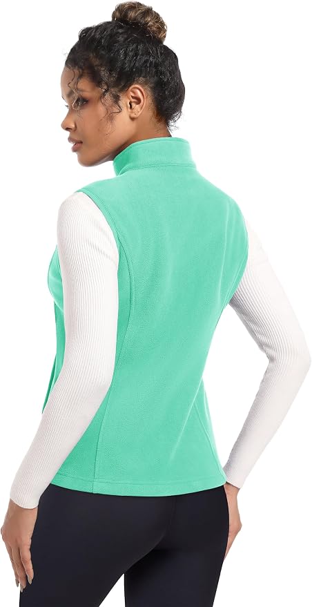 MAGCOMSEN Women's Fleece Vest Outerwear Sleeveless Lightweight Zip Jackets Warm Soft Vests with Zipper Pockets